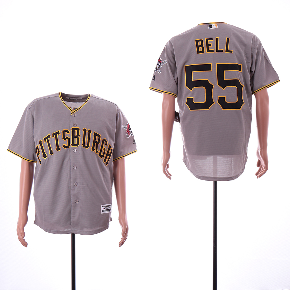 Men Pittsburgh Pirates #55 Bell Grey Game MLB Jerseys->pittsburgh pirates->MLB Jersey